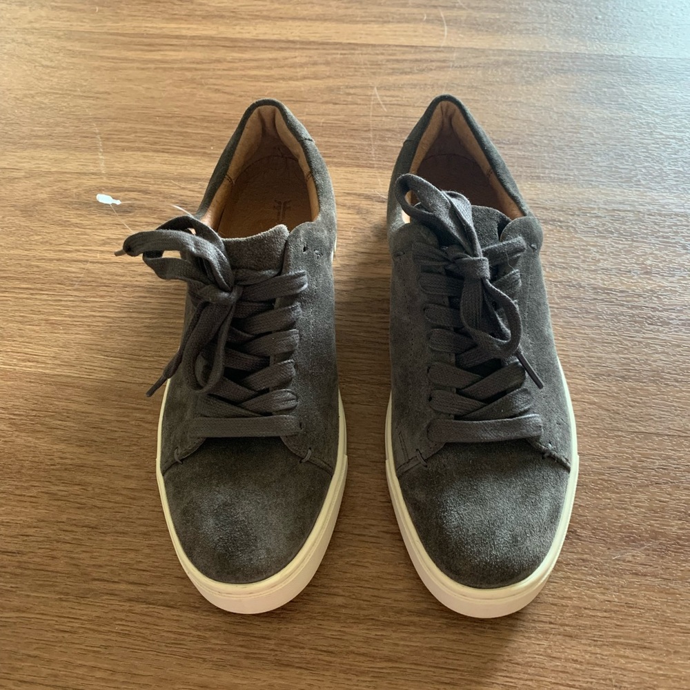 Frye Ivy Low Suede Sneakers Dark Gray 7